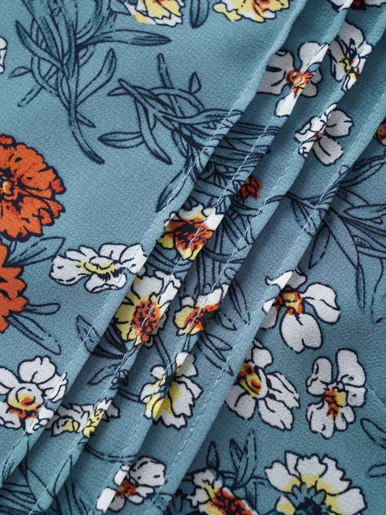 Floral Tucked Seam Notched Collar Blouse sold by Bloomchic product image thumbnail 5