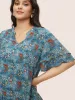 Floral Tucked Seam Notched Collar Blouse sold by Bloomchic