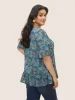 Floral Tucked Seam Notched Collar Blouse sold by Bloomchic