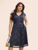 Glitter Geometric Cap Sleeve Belted Dress sold by Bloomchic