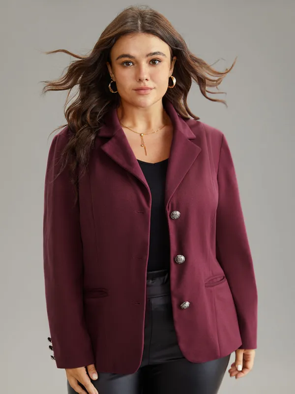 Solid Button Fly Pocket Suit Collar Blazer sold by Bloomchic