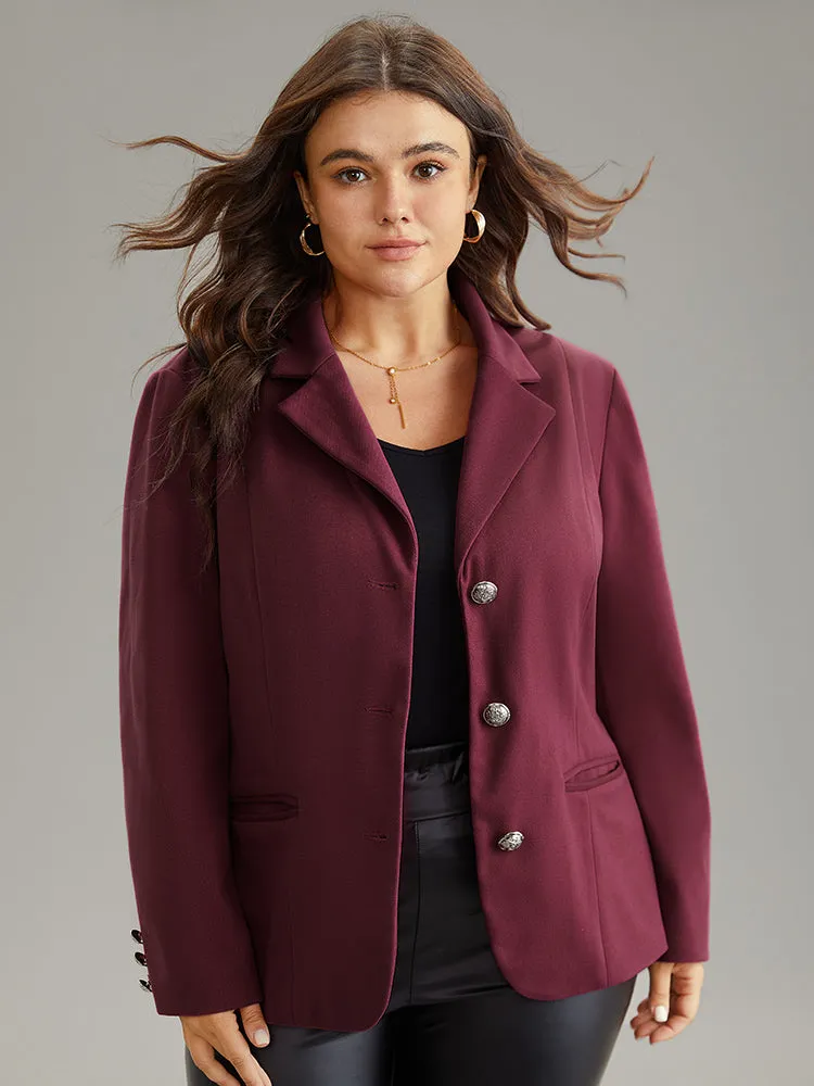 Solid Button Fly Pocket Suit Collar Blazer sold by Bloomchic