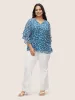 Floral Tie Knot Flutters Bell Sleeve Blouse sold by Bloomchic