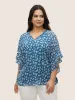 Floral Tie Knot Flutters Bell Sleeve Blouse sold by Bloomchic