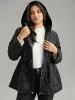 Plain Button Up Drawstring Hooded Coat sold by Bloomchic