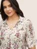 Shirt Collar Floral Button Detail Bell Sleeve Blouse sold by Bloomchic