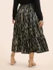 Geometric Shirred Ruffle Layered Hem Skirt sold by Bloomchic
