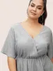 Stretchy Woven Heather Elastic Waist Wrap Blouse sold by Bloomchic