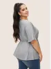 Stretchy Woven Heather Elastic Waist Wrap Blouse sold by Bloomchic