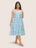 Striped Button Detail Ruffle Layered Hem Dress sold by Bloomchic