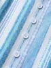 Striped Button Detail Ruffle Layered Hem Dress sold by Bloomchic