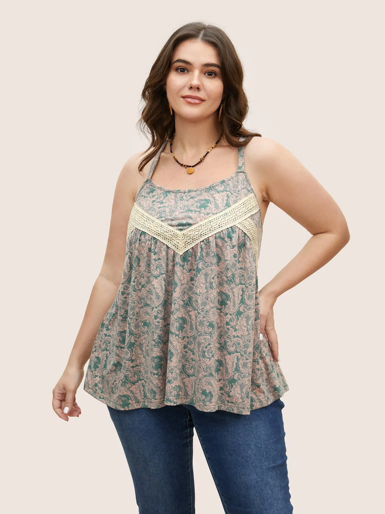 Boho Print Contrast Webbing Cami Top sold by Bloomchic product image thumbnail 5