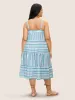 Striped Button Detail Ruffle Layered Hem Dress sold by Bloomchic