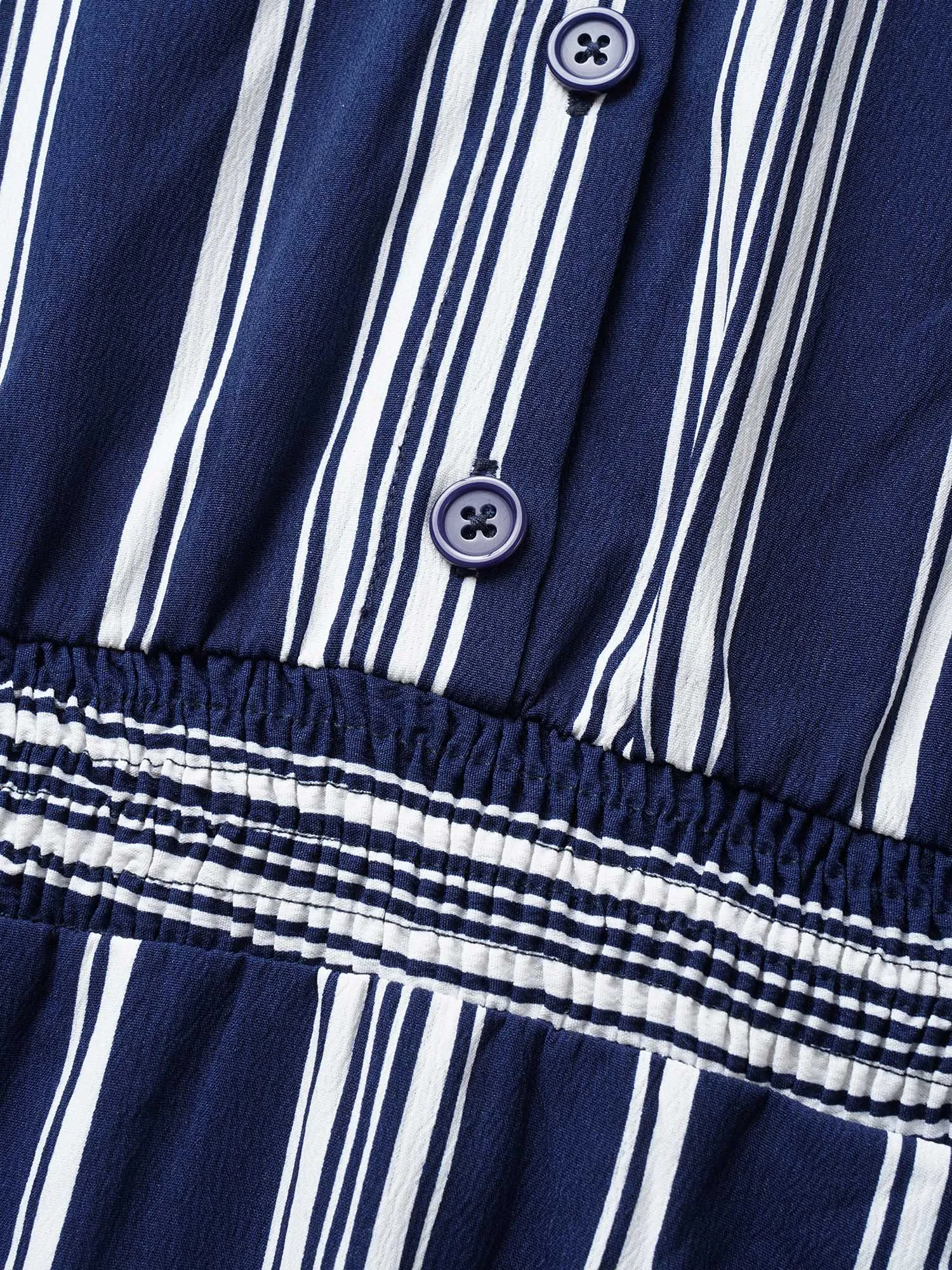 Shirt Collar Striped Ruffle Cap Sleeve Dress sold by Bloomchic product image thumbnail 5