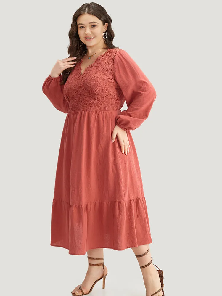 Solid Lace Panel Wrap Patchwork Dress sold by Bloomchic product image thumbnail 3