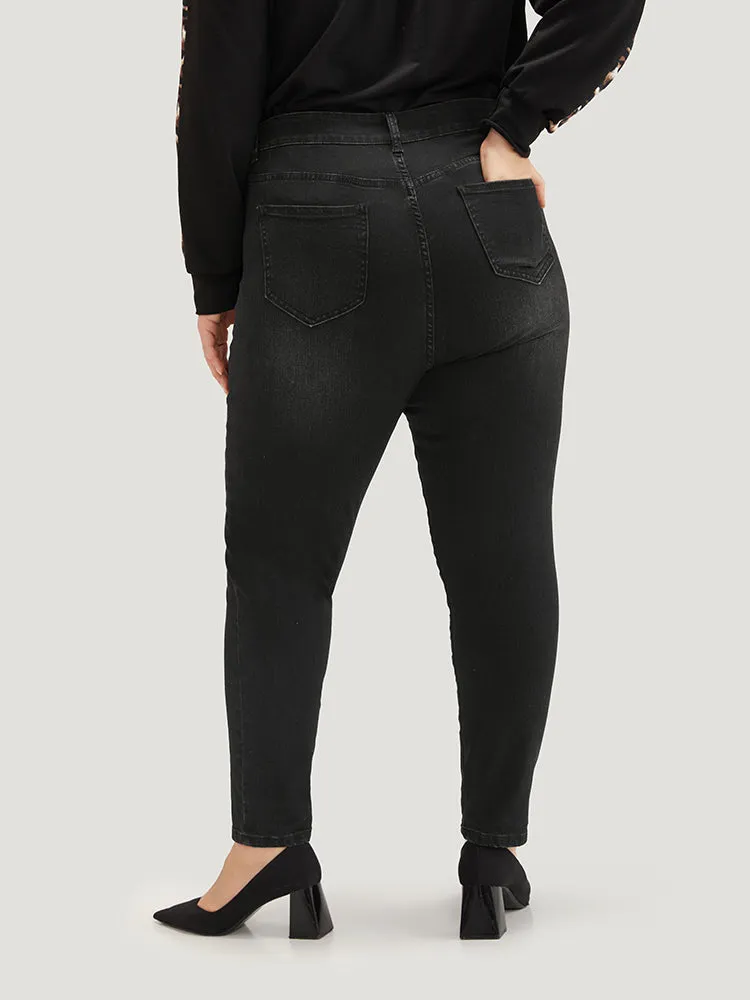 Skinny High Rise Black Wash Jeans sold by Bloomchic product image thumbnail 5