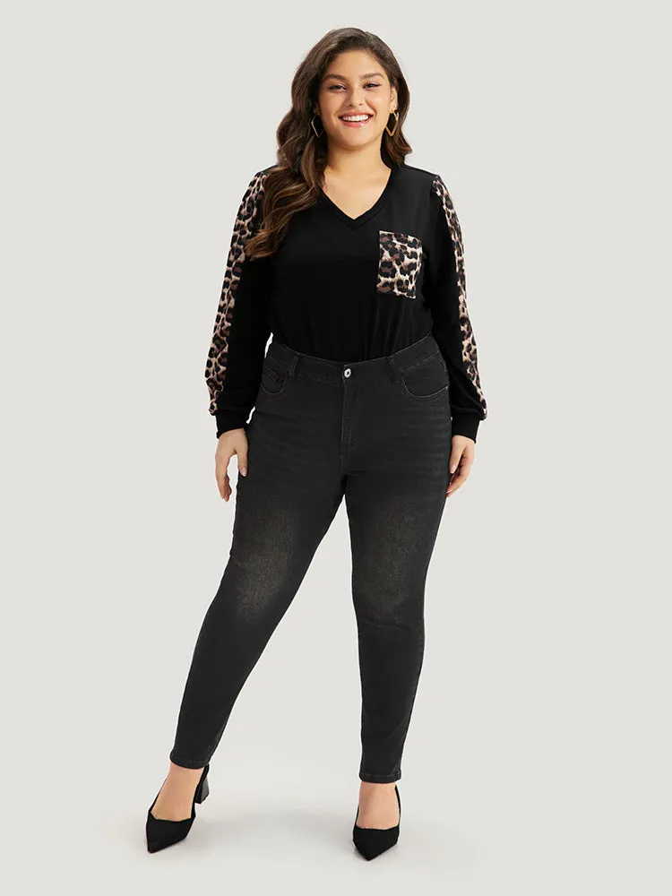 Skinny High Rise Black Wash Jeans sold by Bloomchic product image thumbnail 2