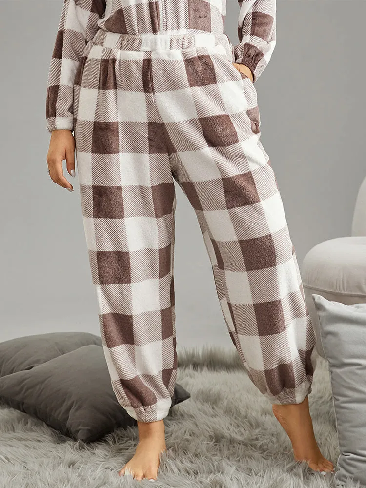 Flannel Plaid Elastic Waist Sleep Bottoms sold by Bloomchic