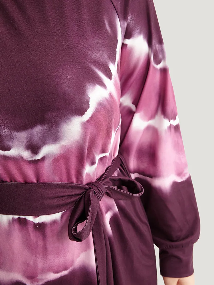 Tie Dye Pocket Round Neck Belted Raglan Sleeve Dress sold by Bloomchic product image thumbnail 5