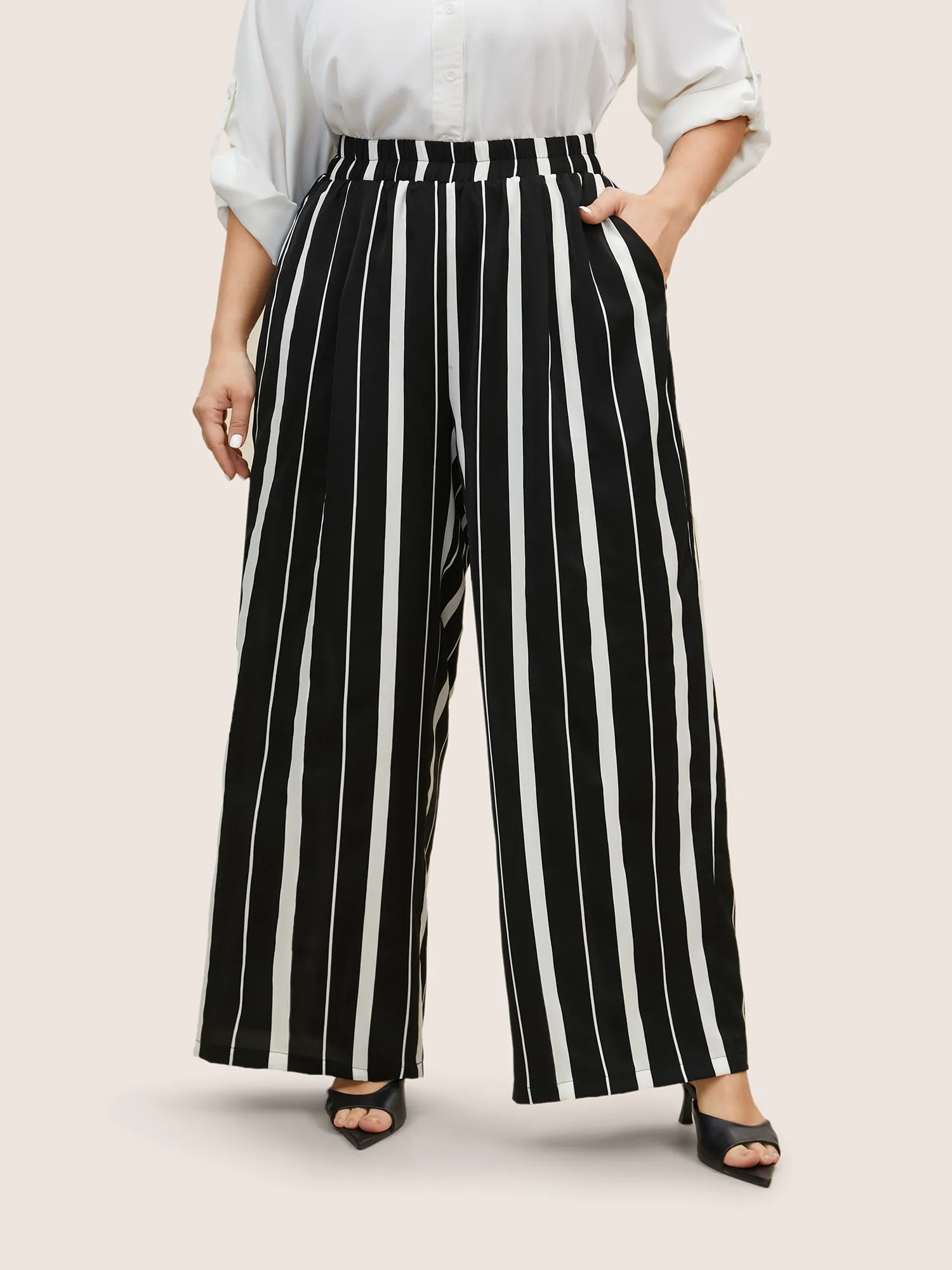 Striped Elastic Waist Wide Leg Pants sold by Bloomchic product image thumbnail 5