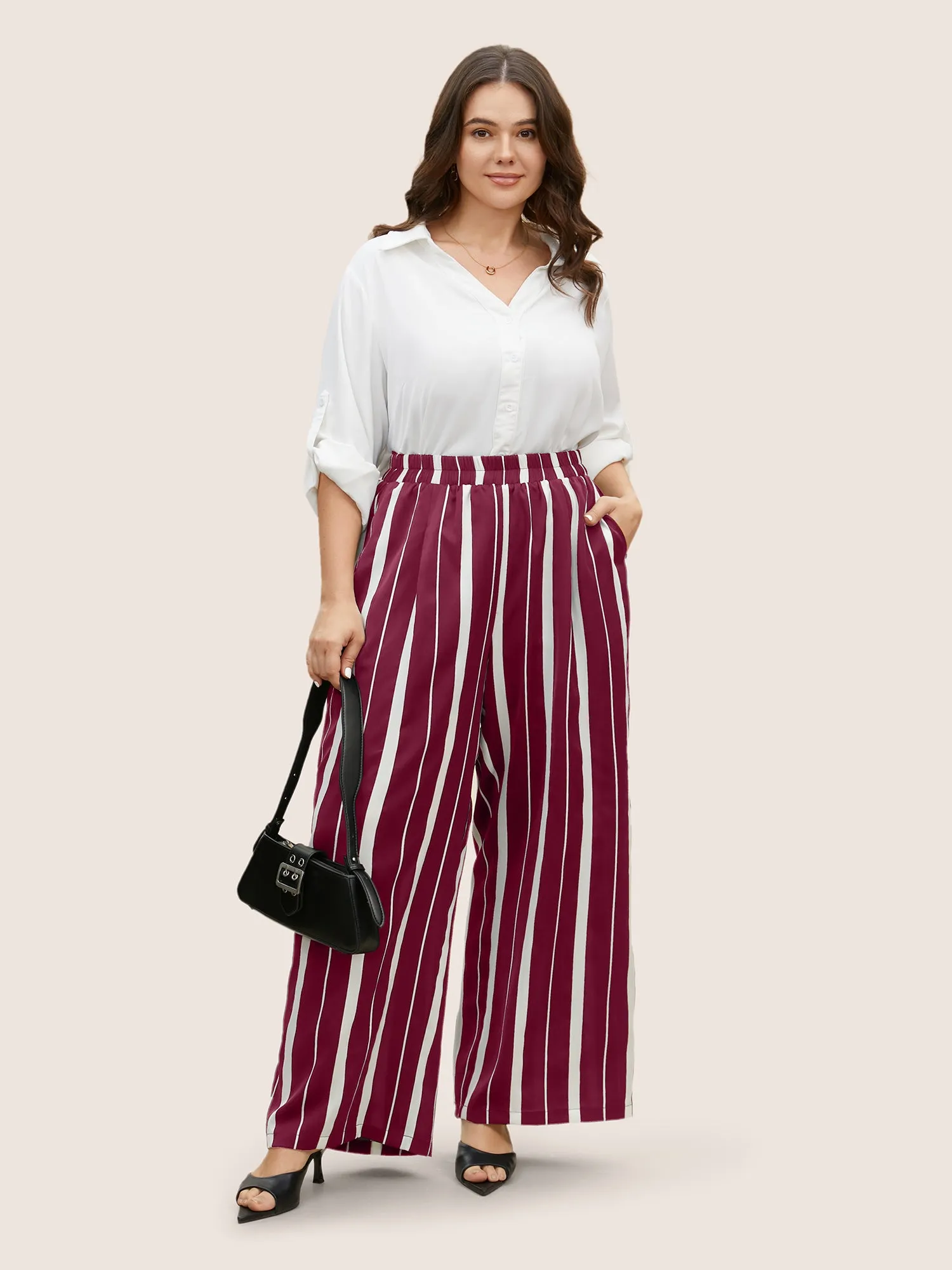 Striped Elastic Waist Wide Leg Pants sold by Bloomchic product image thumbnail 2