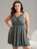 Guipure Lace Gathered Elastic Waist Cami Sleep Dress sold by Bloomchic