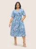 Silhouette Floral Print Pocket Wrap Belted Dress sold by Bloomchic