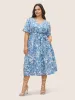 Silhouette Floral Print Pocket Wrap Belted Dress sold by Bloomchic