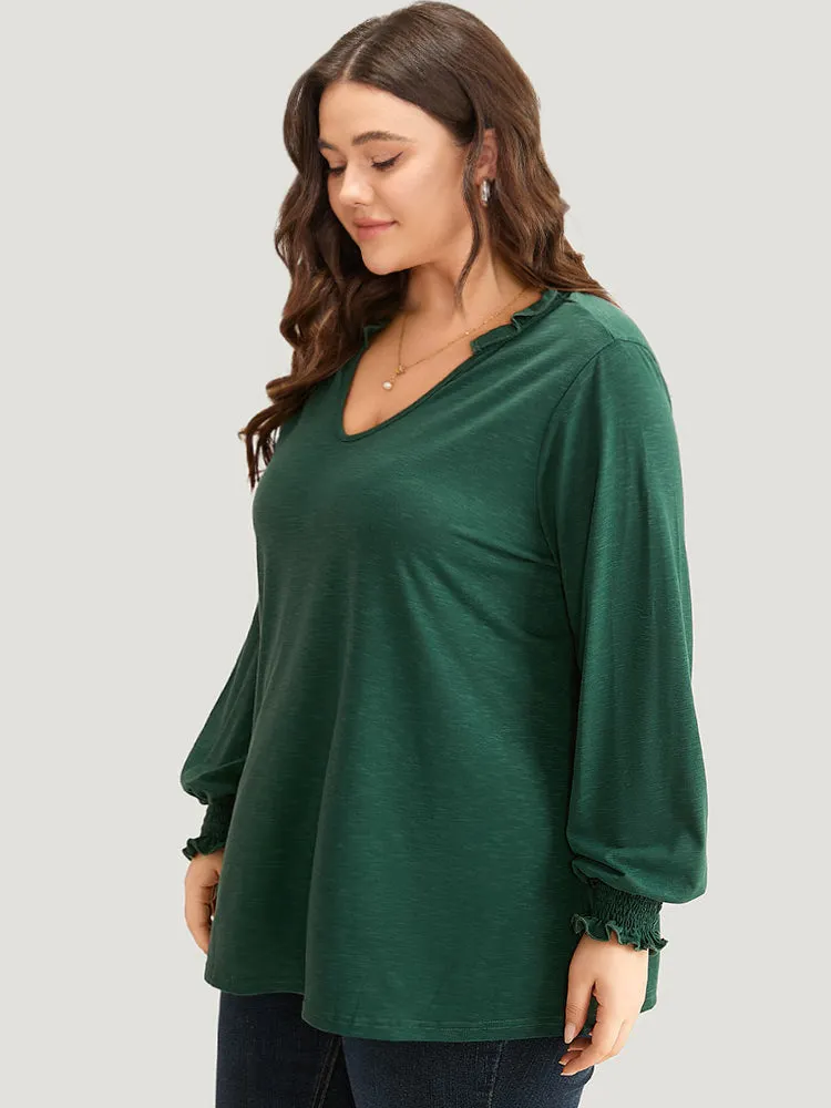 Solid Frill Trim Shirred T-shirt sold by Bloomchic product image thumbnail 5