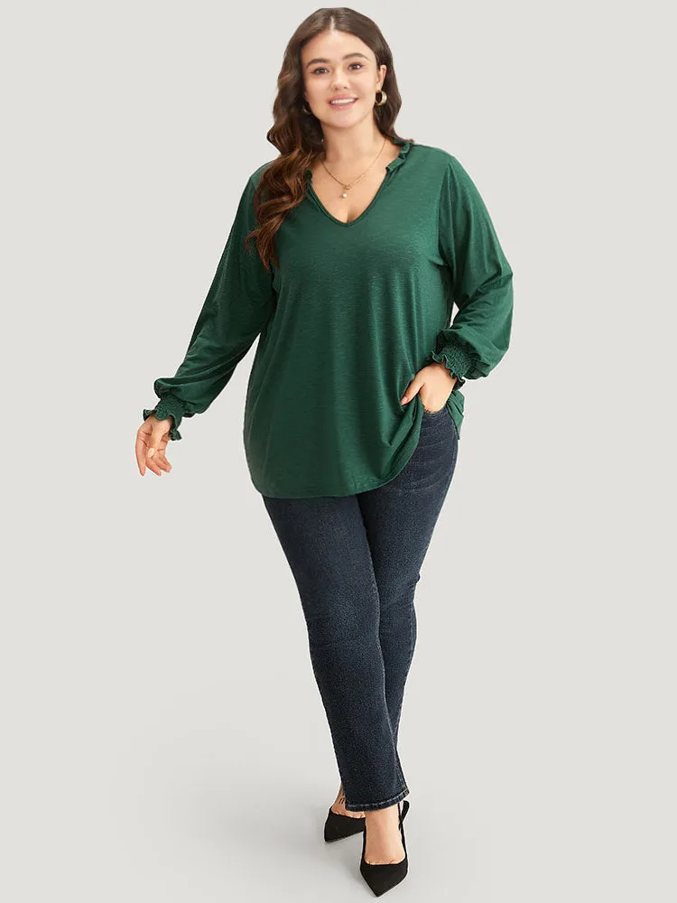 Solid Frill Trim Shirred T-shirt sold by Bloomchic product image thumbnail 4