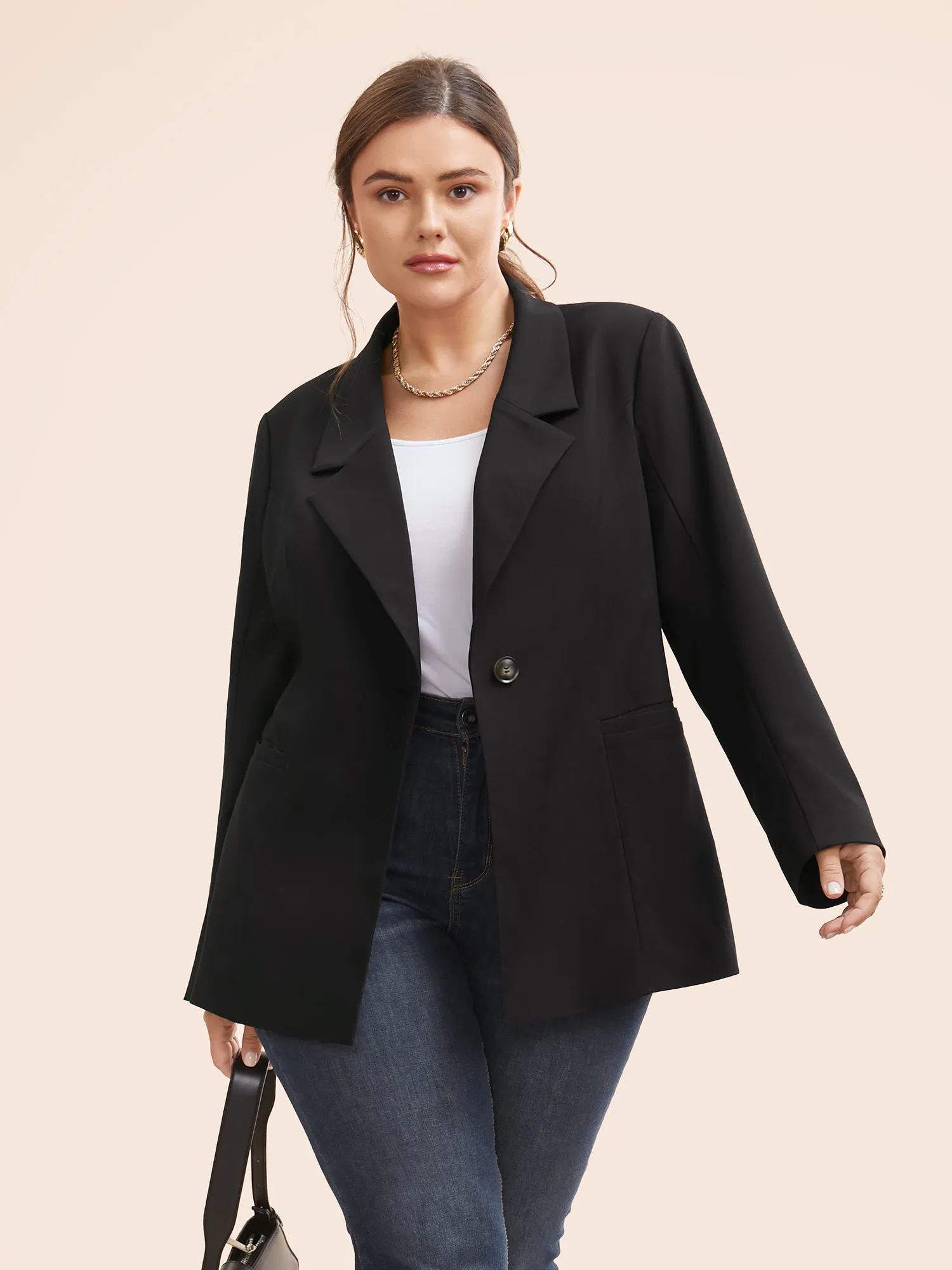 Suit Collar Single Flap Pocket Blazer sold by Bloomchic