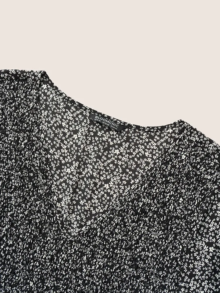 Ditsy Floral Shirred Ruffle Sleeve Elastic Waist Blouse sold by Bloomchic product image thumbnail 5