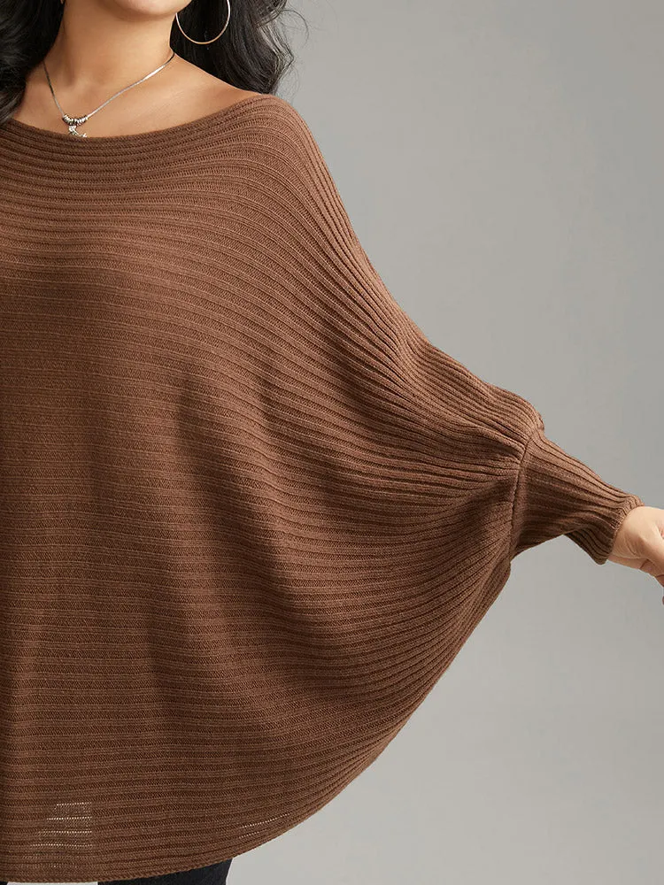 Solid Textured Off Shoulder Batwing Sleeve Pullover sold by Bloomchic product image thumbnail 4
