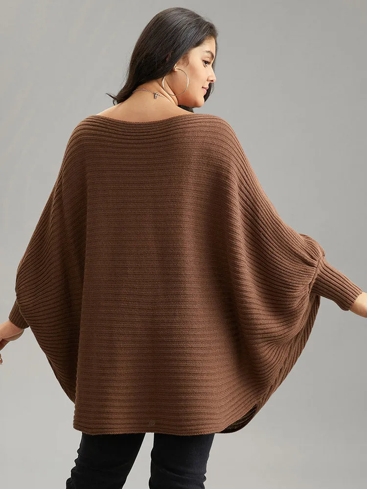 Solid Textured Off Shoulder Batwing Sleeve Pullover sold by Bloomchic product image thumbnail 2