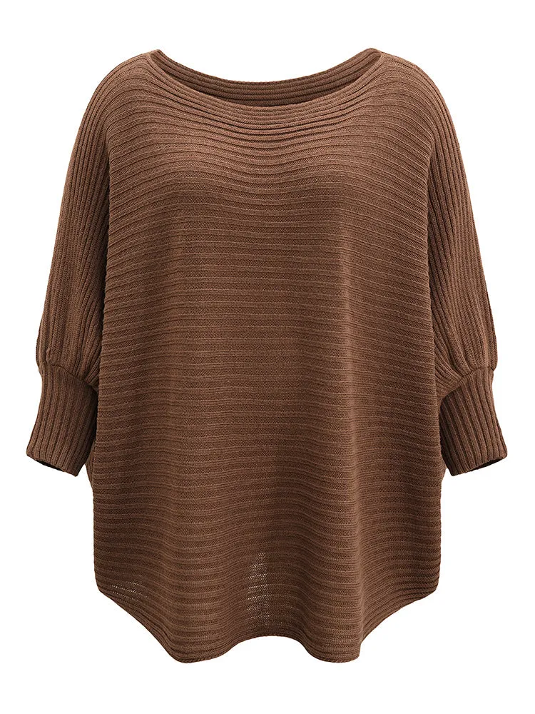 Solid Textured Off Shoulder Batwing Sleeve Pullover sold by Bloomchic product image thumbnail 5