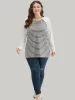Striped Patchwork Button Detail Raglan Sleeve T-shirt sold by Bloomchic