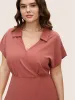 Anti-Wrinkle Solid Shirt Collar Wrap Hem Dress sold by Bloomchic