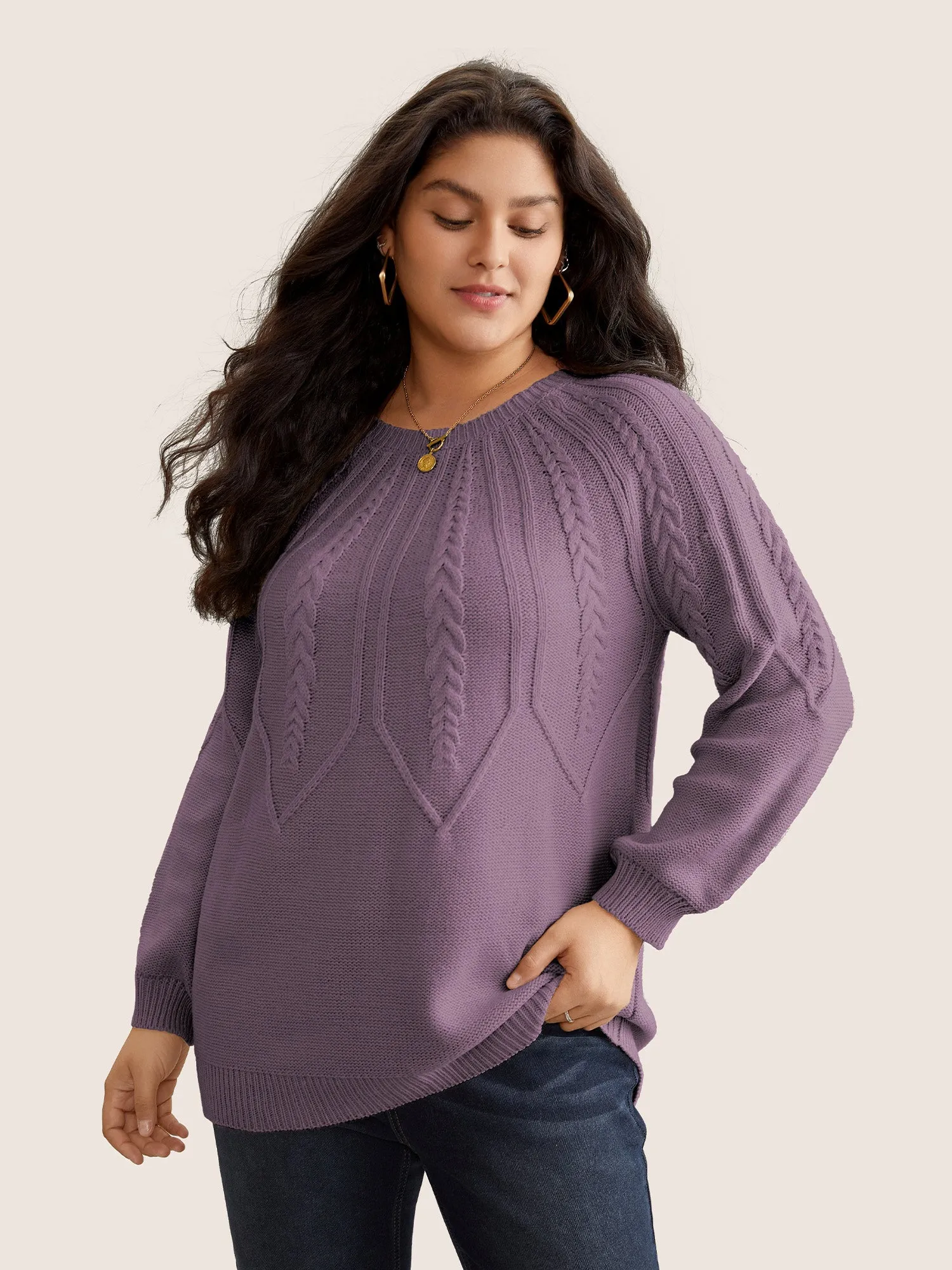 Solid Textured Lantern Sleeve Pullover sold by Bloomchic product image thumbnail 5