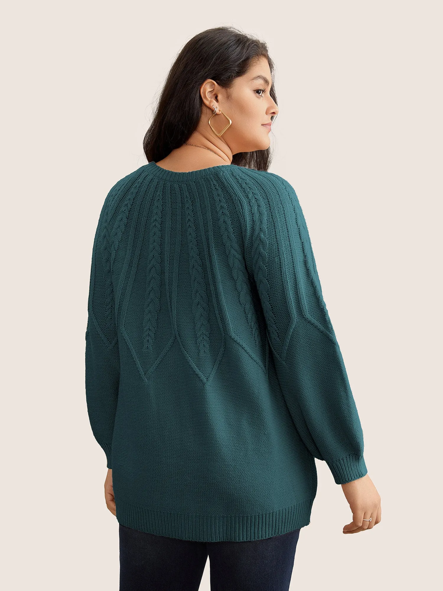 Solid Textured Lantern Sleeve Pullover sold by Bloomchic product image thumbnail 4