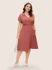 Anti-Wrinkle Solid Shirt Collar Wrap Hem Dress sold by Bloomchic