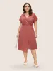 Anti-Wrinkle Solid Shirt Collar Wrap Hem Dress sold by Bloomchic