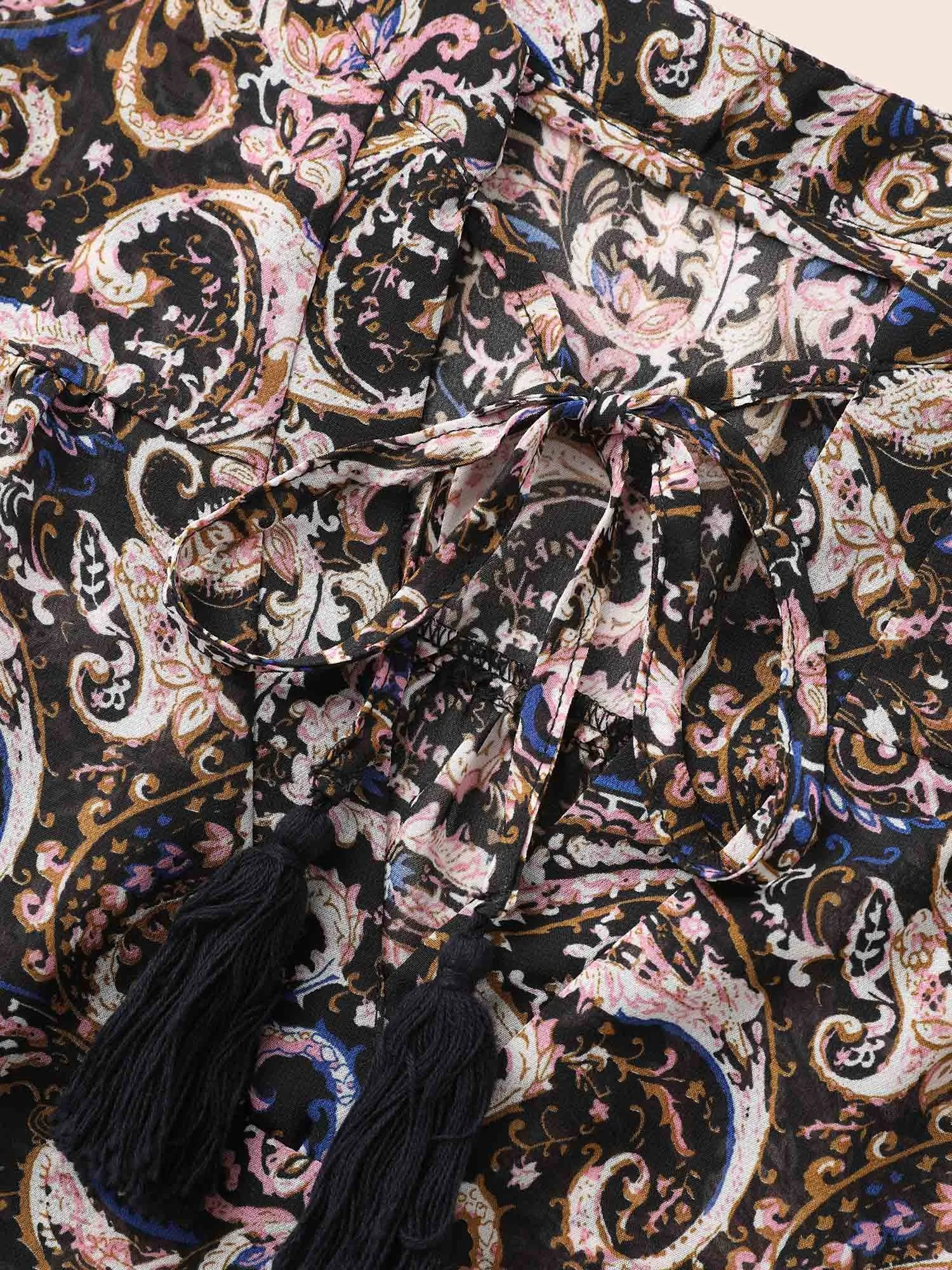 Chiffon Paisley Tassels Tie Knot Blouse sold by Bloomchic product image thumbnail 5