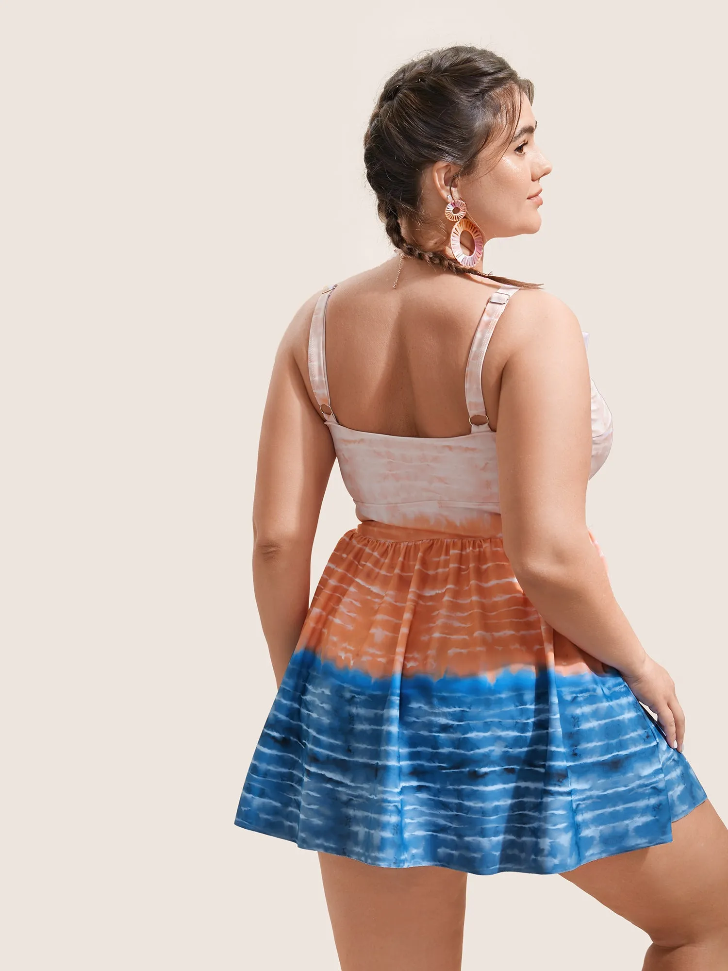 Tie Dye Contrast Ruffles Trim Swim Dress sold by Bloomchic product image thumbnail 2