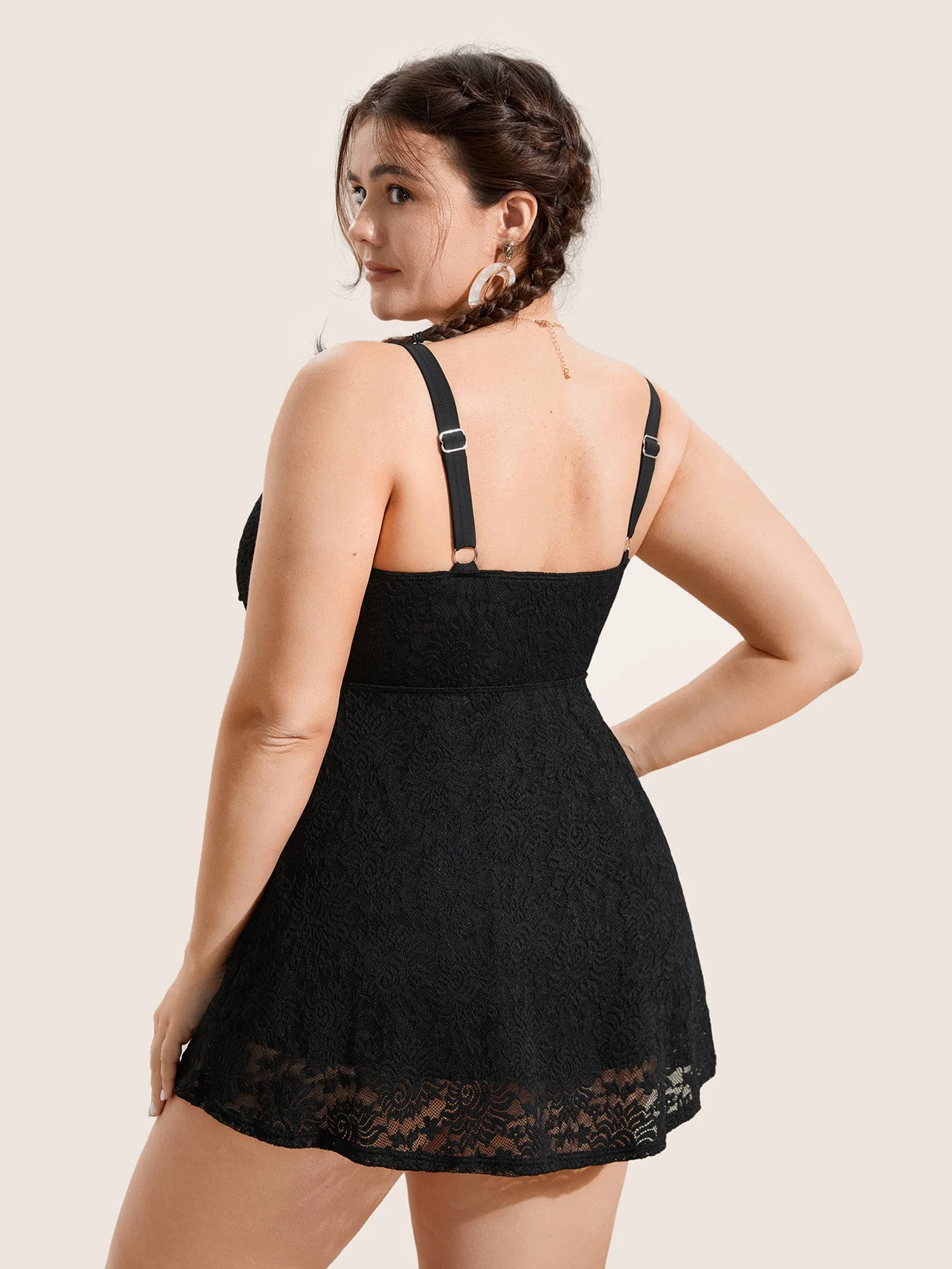 V Neck Lace Insert Gathered Swim Top sold by Bloomchic product image thumbnail 2