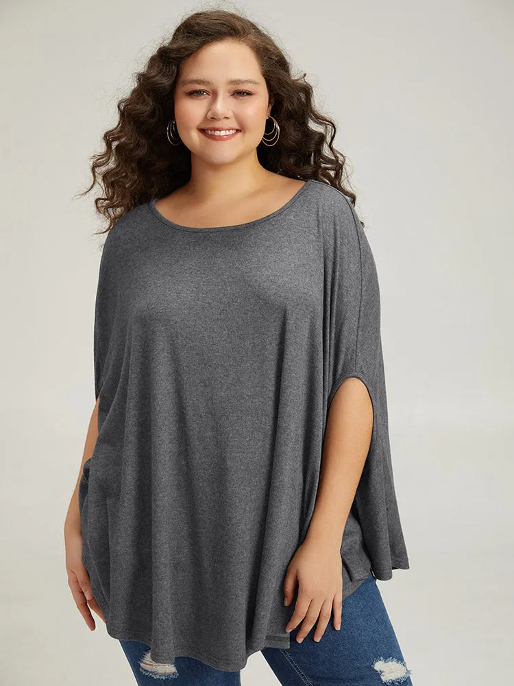 Solid Dolman Sleeve Crew Neck T-shirt sold by Bloomchic product image thumbnail 5