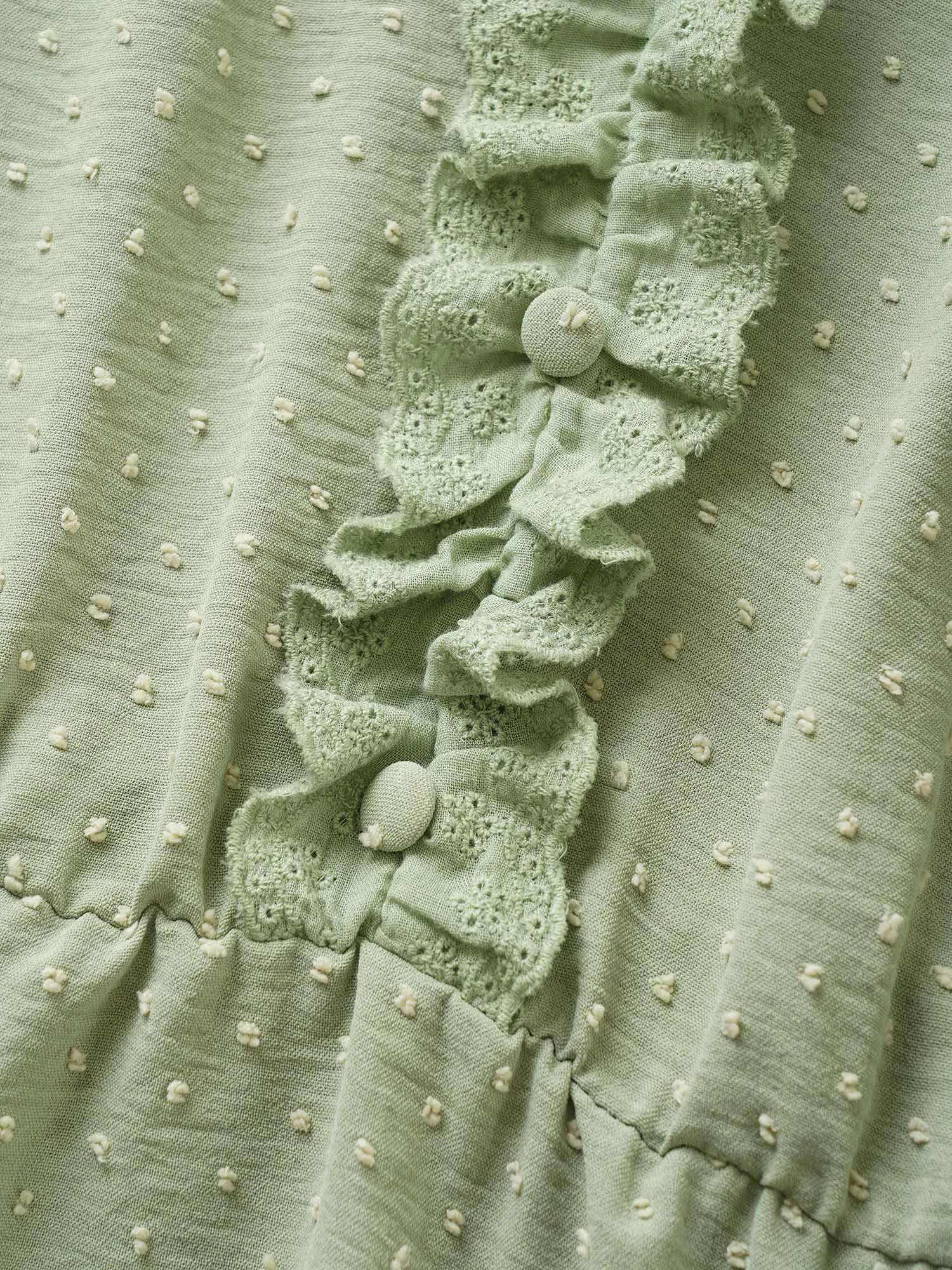 Solid Textured Frill Trim Puff Sleeve Blouse sold by Bloomchic product image thumbnail 5