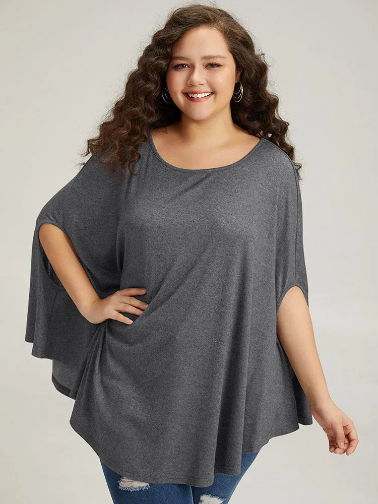 Solid Dolman Sleeve Crew Neck T-shirt sold by Bloomchic