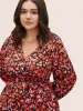 Heart Allover Print Belted Surplice Neck Dress sold by Bloomchic