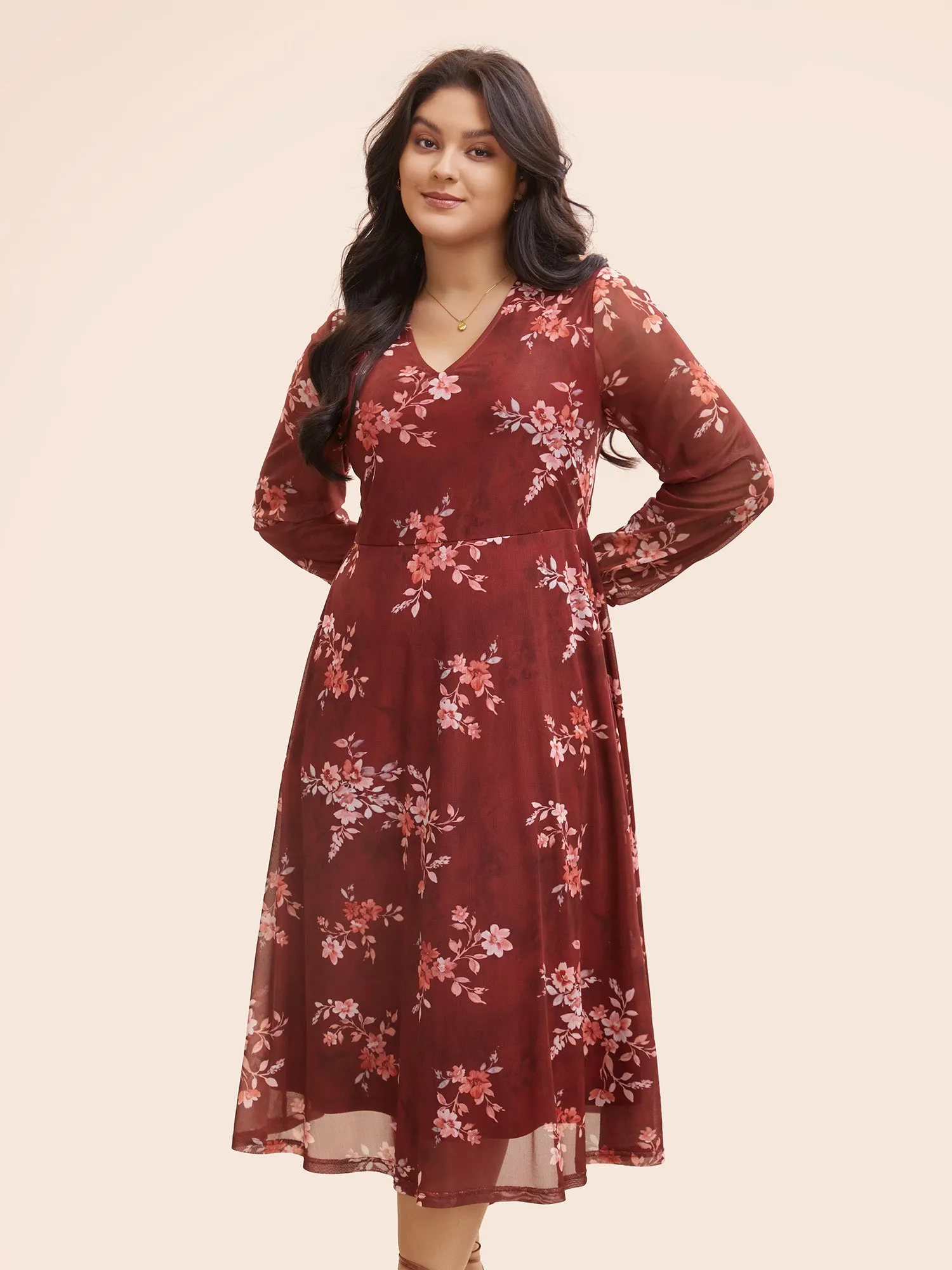 Floral See Through Gathered Dress sold by Bloomchic product image thumbnail 2