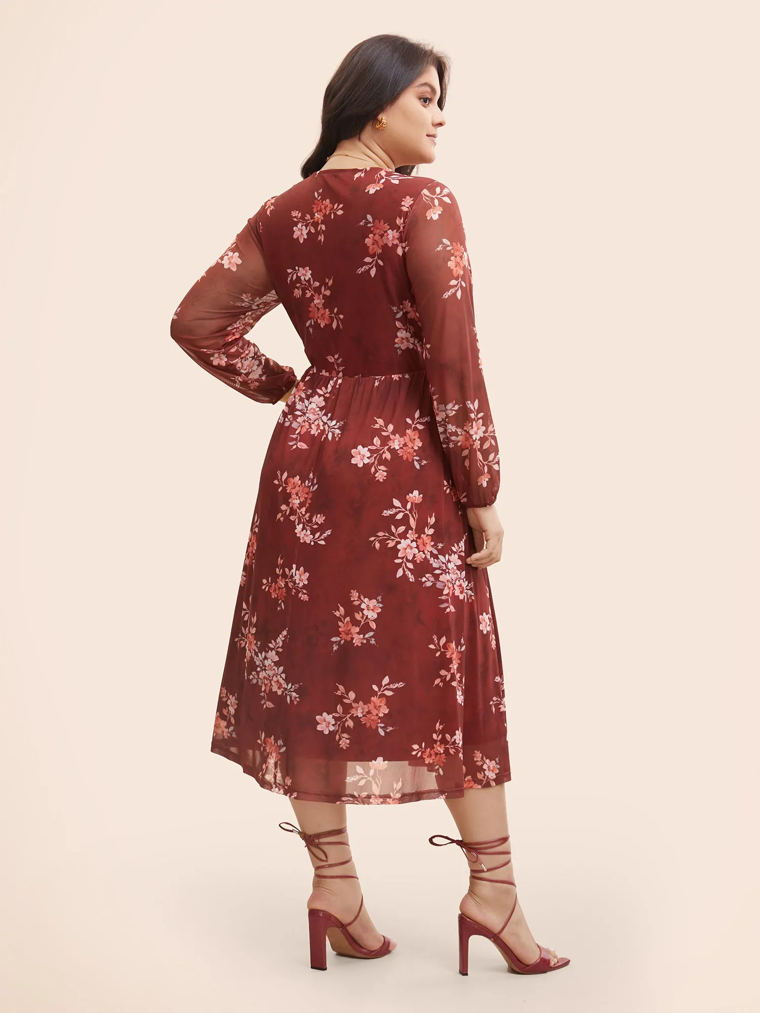 Floral See Through Gathered Dress sold by Bloomchic product image thumbnail 4
